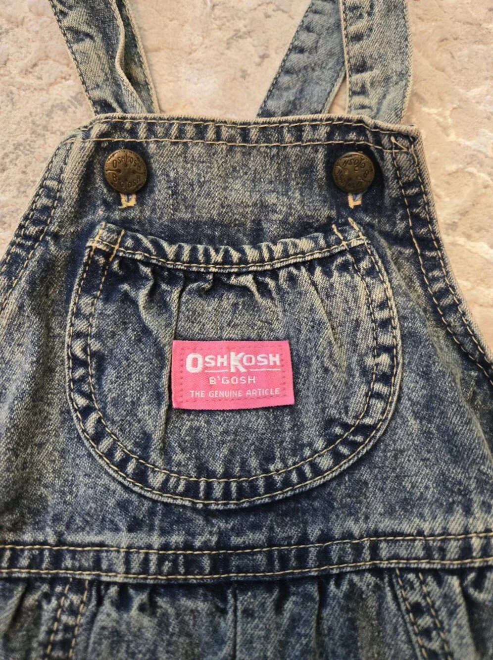 Vintage 1990s OshKosh B'gosh Acid-Wash Denim Shortall Overalls